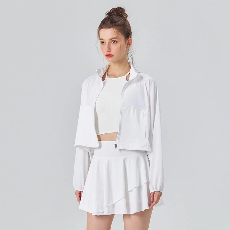 Stand Collar UPF50+ Crop Sport Jacket - Imagen 4