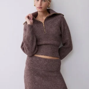 Half-Zip Knit Sweater & Skirt Set