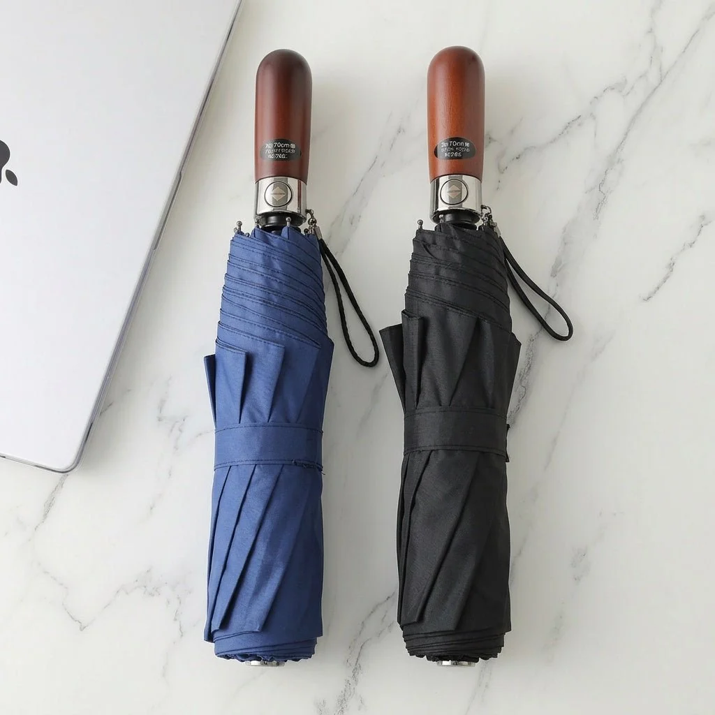 Fully Automatic Double Canopy Wooden Umbrella - Imagen 3