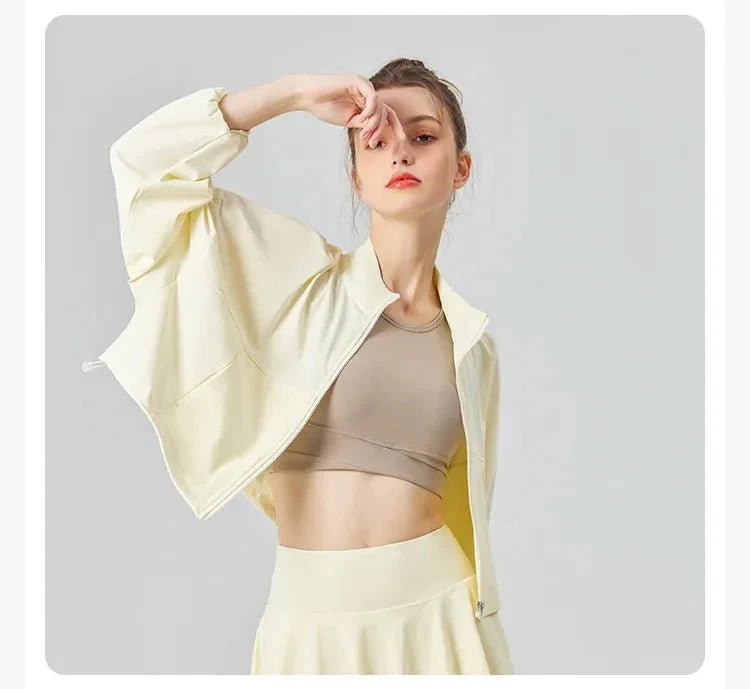 Stand Collar UPF50+ Crop Sport Jacket - Imagen 8