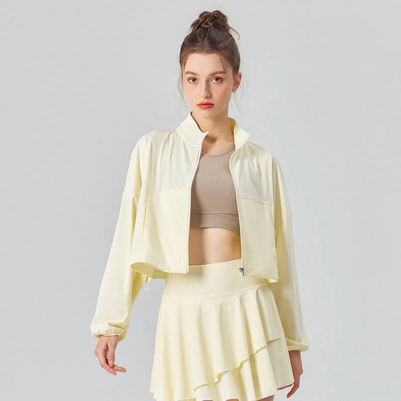 Stand Collar UPF50+ Crop Sport Jacket - Imagen 7